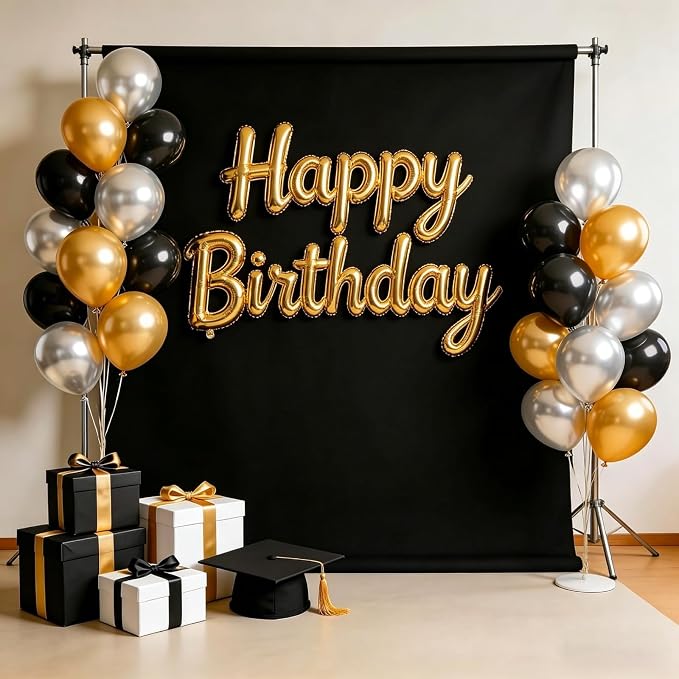 10x7 FT Black Backdrop for Photography, Polyester Fabric Background | Pure - Image 2