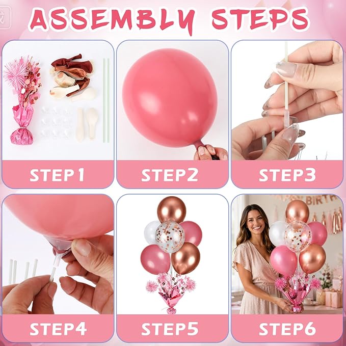 4 Set Rose Gold Balloon Centerpieces - Image 4