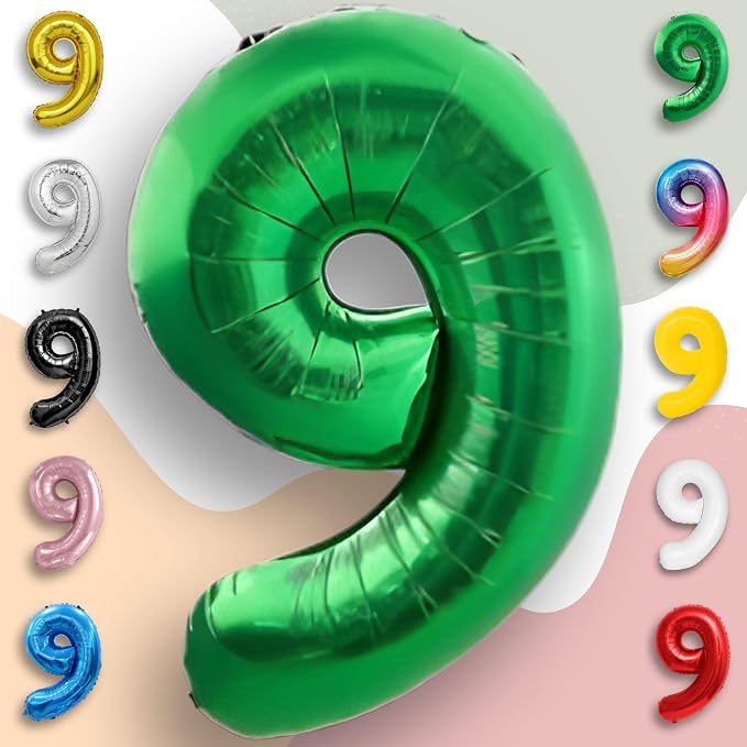 Green Number Balloon 9 Mylar Foil Balloons 32 inch - Image 4