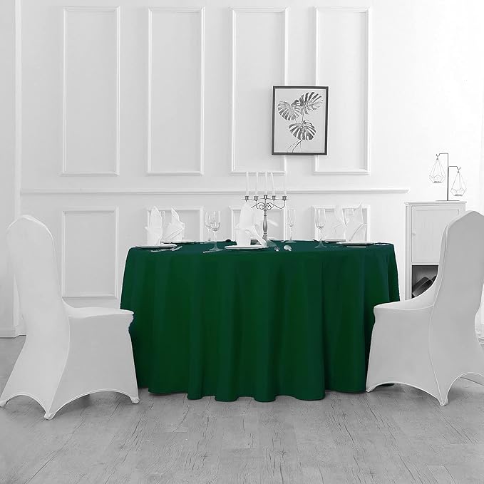 60 inch Round Tablecloth Washable Polyester Table Cloth Decorative Table Cover for Wedding Party Dining Banquet（60 inch,Hunter）