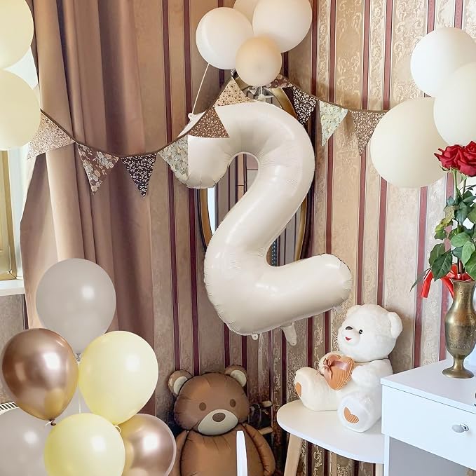 Cream Number 2 Balloon 40 Inch Beige Nude Number 2 Balloon - Image 5