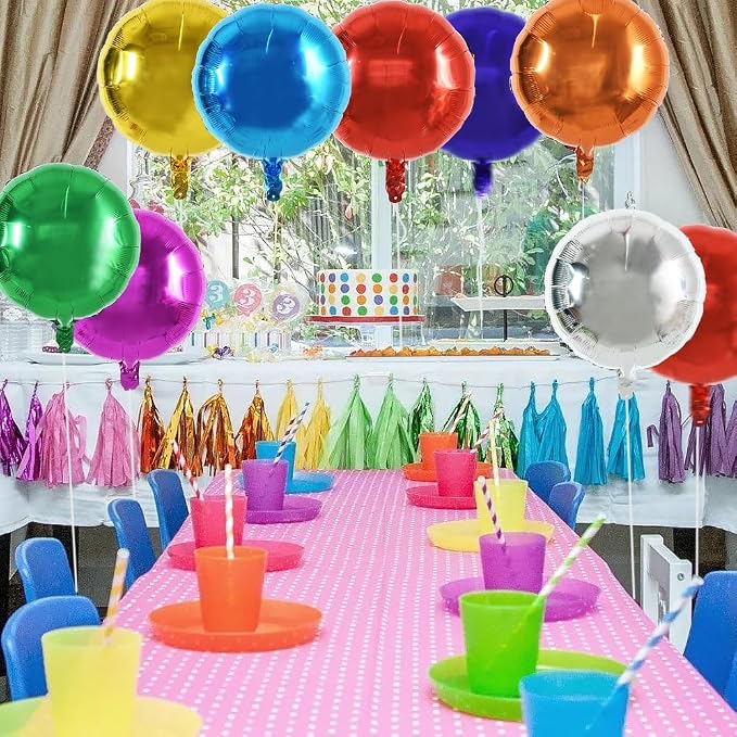 TONIFUL 30Pcs 18 Inch Large Colorful Round Shape Foil Balloons Big Colorful - Image 6