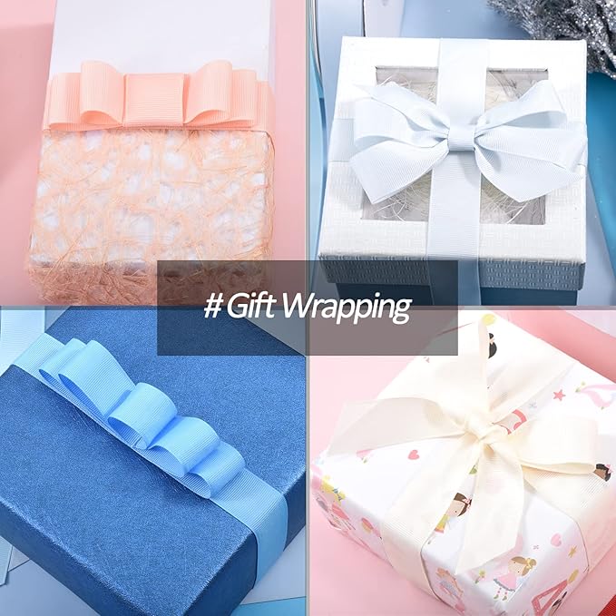 5/8" X 100 Yards Champagne Gold Grosgrain Ribbon, Premium Grosgrain Ribbon for Sewing, Gift Wrapping, Bow Making, Wedding Decor, Wrapping and More (Champagne Gold)