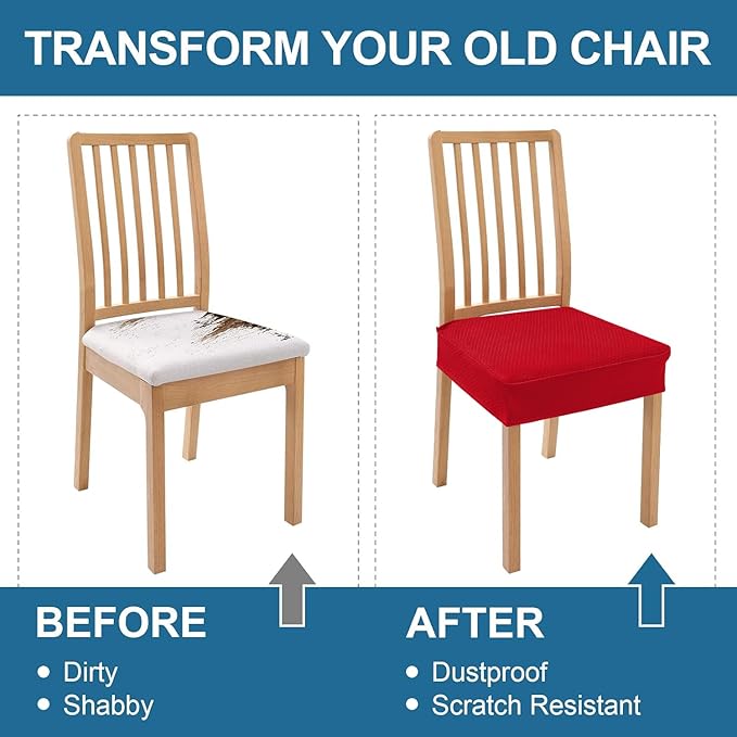 Smiry Waterproof Seat Covers for Dining Room Chairs, No Rear Covers | Stretch - Image 7