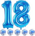 Large 18 Balloon Number Blue, 40 Inch Helium Foil Number 1 & 8 Balloons Self by Lingqiang