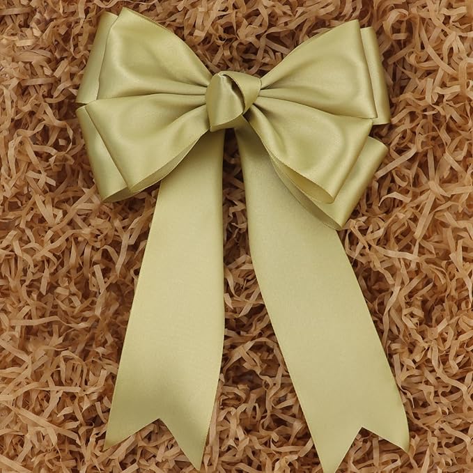 Champagne Gold Solid Satin Ribbon 2 Inch 25 Yards Solid Polyester Fabric Ribbon for Gift Wrapping Wedding Christmas Baby Shower Birthday Party Decoration Handmade Immortal Flower Craft