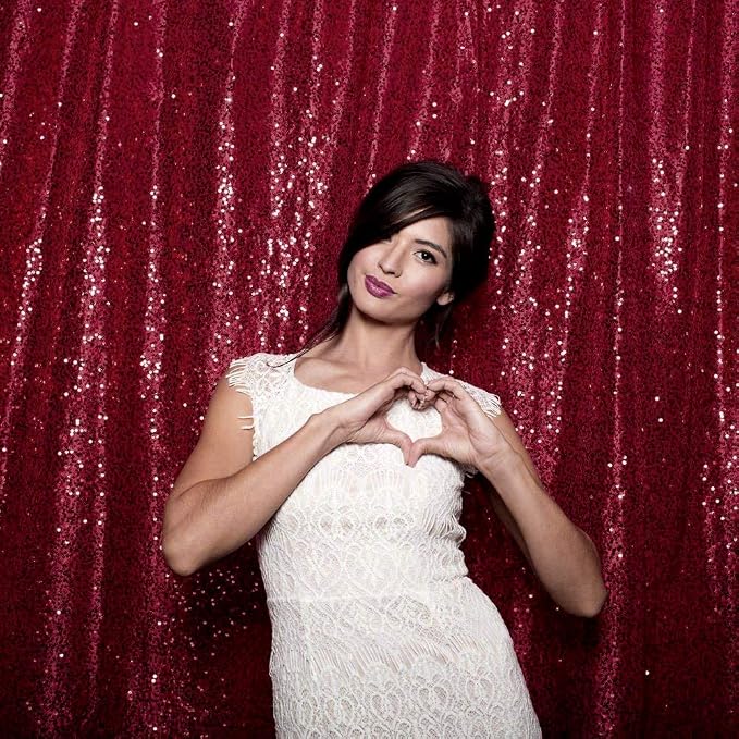 JYFLZQ Burgundy Sequin Backdrop Curtains 7ft x 7ft 1 Panel Glitter Photo Booth - Image 2