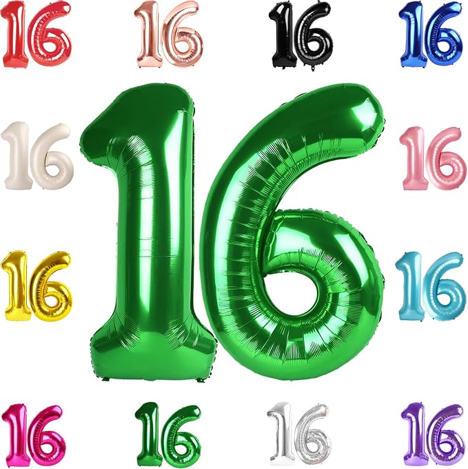Green Number 16 Balloon 40 Inch by IWERP