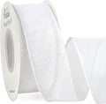 Ribbli White Burlap Wired Ribbon,1-1/2 Inch x 10 Yard,Cross Royal Burlap Wired Edge Ribbon for Big Bow,Wreath,Tree Decoration,Outdoor Decoration