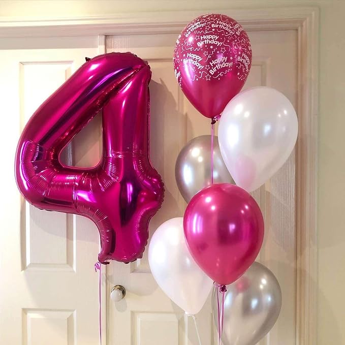 Hot Pink 24 Number Balloons, 40 Inch Giant Number 24 Balloons Foil Mylar Helium - Image 3