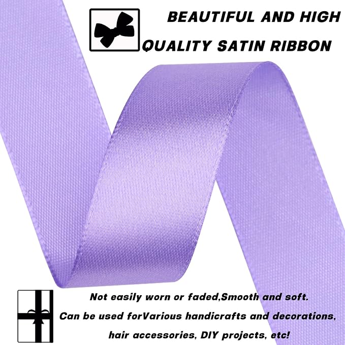 7/8 Inch 30 Yards Light Purple Satin Craft Ribbon-Single Face Polyester Ribbon - Image 2