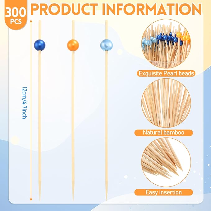 Reallnaive 300 Pcs Cocktail Pick Pearl Fancy Toothpick - Image 2