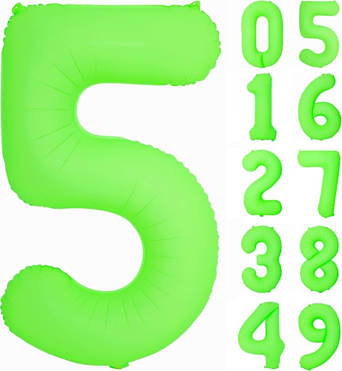 Green Birthday Number 5 Balloon 40 inch Fluorescent Green Number 5 | Helium by Exquisitehighqualitypartydecorationstomeetyoureveryneed%EF%BC%81
