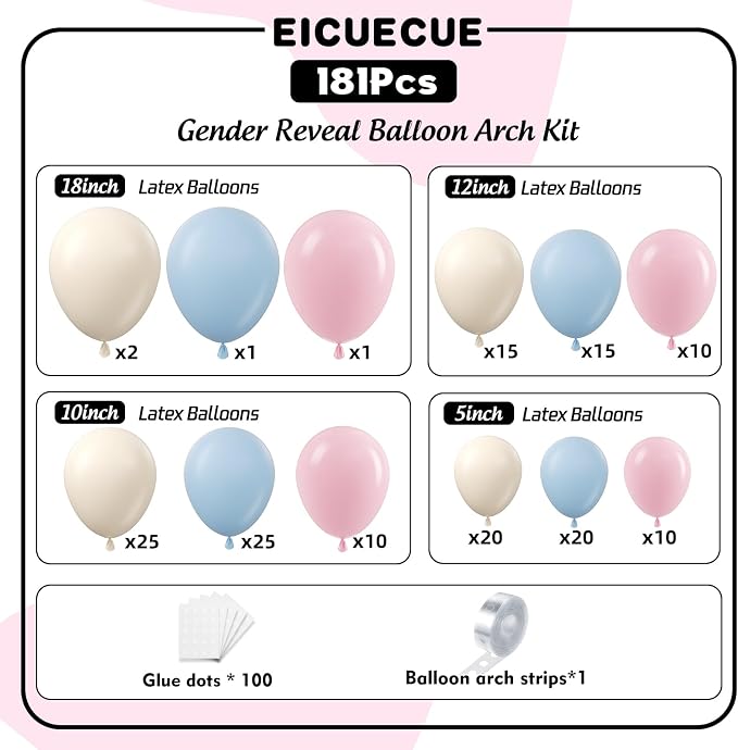 Gender Reveal Balloons Garland Arch Kit 154Pcs - Image 2
