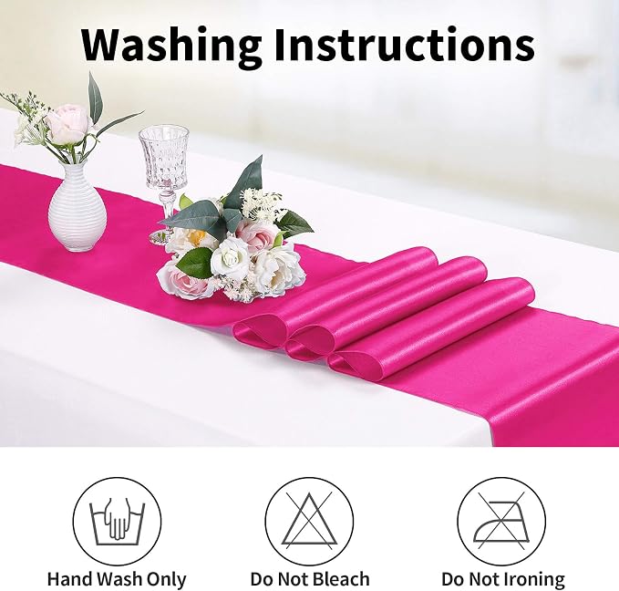 10-Pack Satin Table Runner Fuchsia 12 x 108 inches Long, Table Runners - Image 6