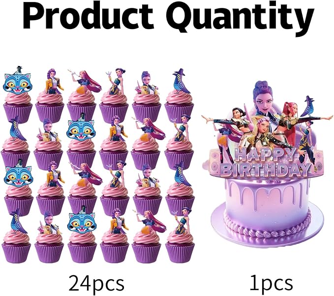 25 Pcs Anime Cake Decorations, Cute Happy Birthday Cake Toppers, You Will - Image 3