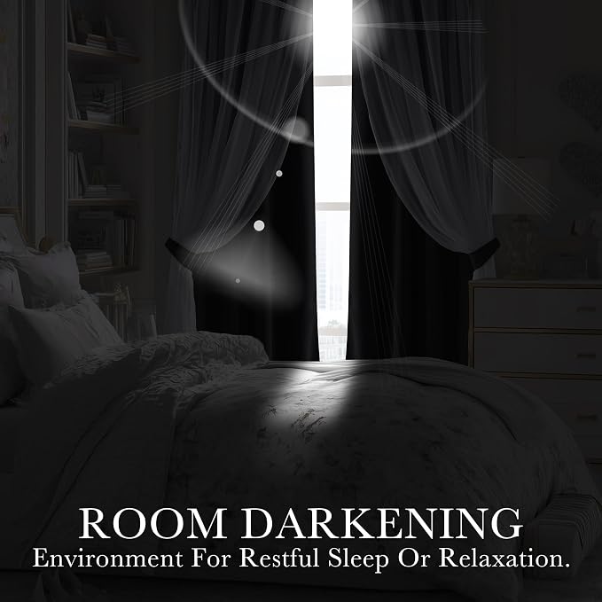 PONY DANCE Blackout Curtains for Bedroom, 52 x 63 in, 2 Panels | Sheer Drapes - Image 6