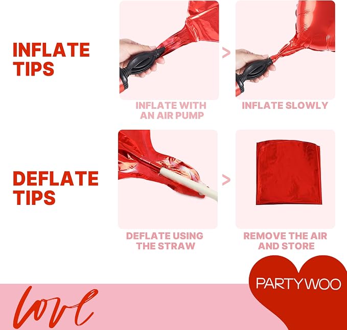 PartyWoo Red Mylar Day Heart Foil Latex Balloons 15pcs 18 Inch | Balloons - Image 7