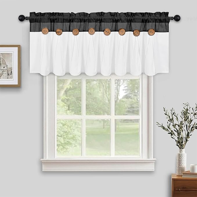 Farmhouse Valance Curtains, Boho Cotton Linen Kitchen Valance, Country Rod by FRAMICS