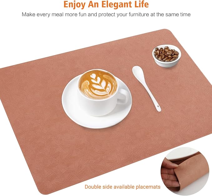 Vinyl Placemats Set of 12 Heat Resistant Easy Clean Non-Slip Place Mats - Image 3
