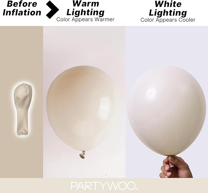 PartyWoo White Balloons 85pcs Sand White Beige Cream Ivory Boho Neutral | - Image 3