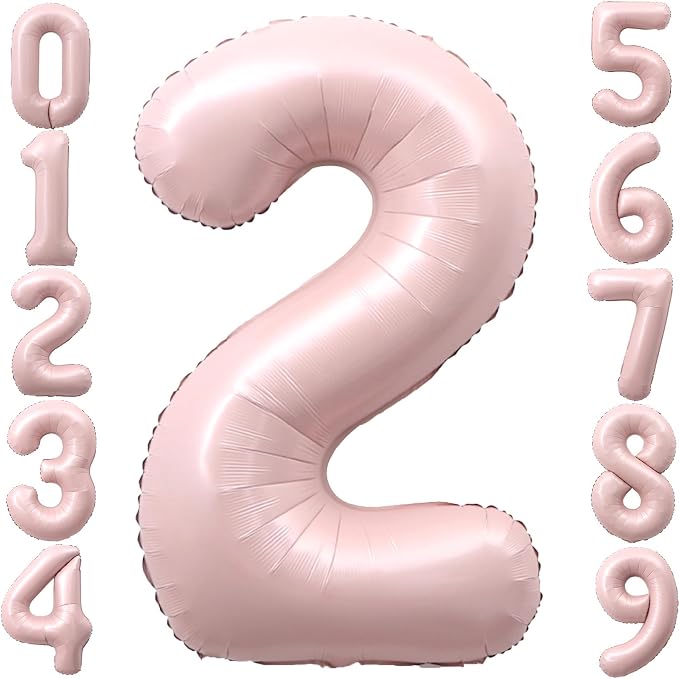 40 Inch Light Pink Number 2 Foil Big 0-9 Giant Digital Balloon | 2nd by SULALABOO