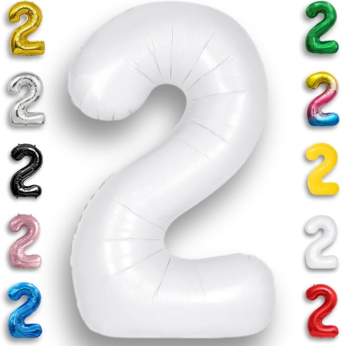 White Number Balloon 2 Mylar Foil Balloons 32 inch by Unknown