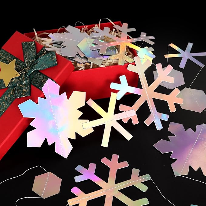 52 Ft Snowflake Garland Decorations Kit, Holographic Twinkle Little Garlands - Image 3