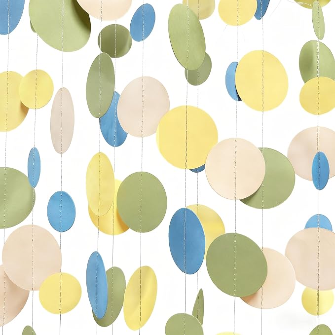 Sage Green Dusty Blue Yellow Beige Polka Dots Garlands Olive Green Macaron by pinkblume