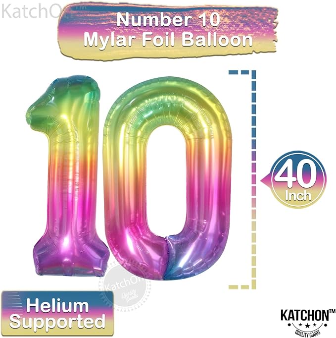 KatchOn Giant Rainbow 10 Balloon Number - Image 2