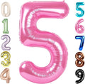 5 Balloon Numbers Birthday Decorations, 40In Pink Balloons by Mluchee