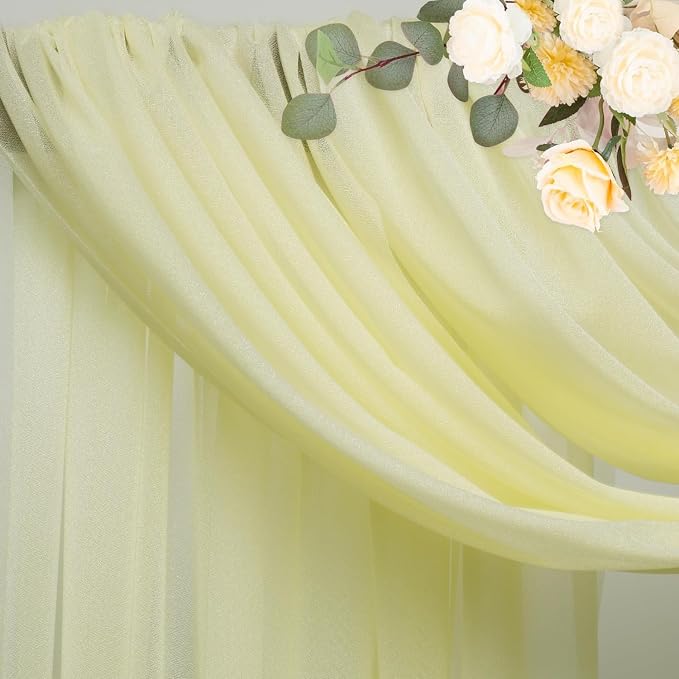 Beige Wedding Arch Draping Fabric Backdrop Drapes Sheer 28.7"x 20FT | Sheer - Image 4