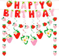 MEETINGU Happy Birthday Banner, Strawberry Theme Party Decoration Supplies by MEETINGU