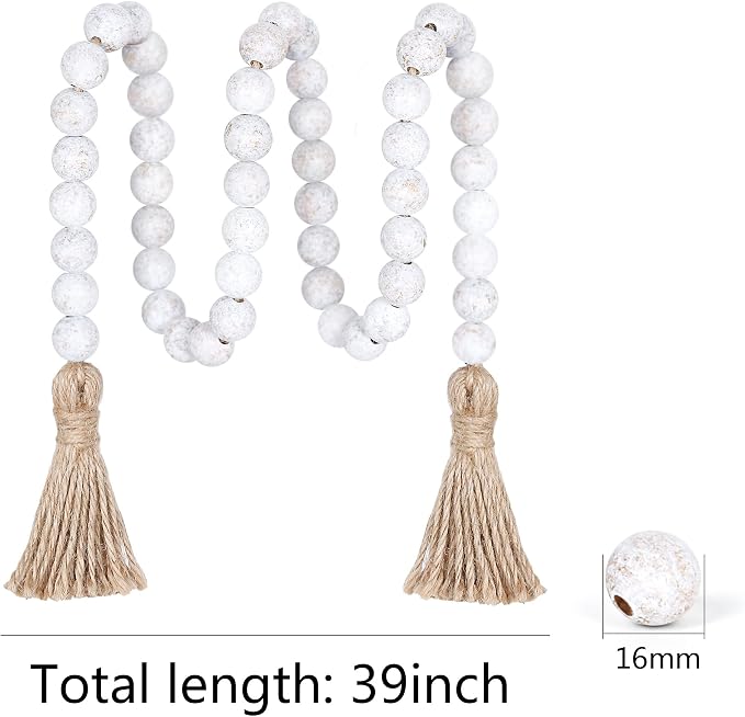 Meplait 39in Wood Bead Garland, Farmhouse Beads - Image 6