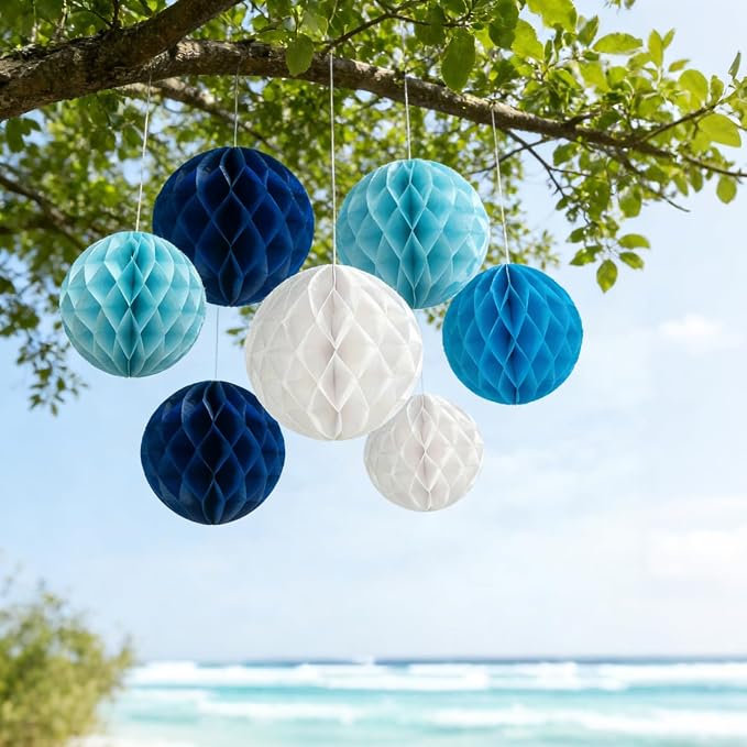 12Pcs Paper Honeycomb Balls Decorations Hanging Tissue Paper Pom Poms Honeycomb - Image 3