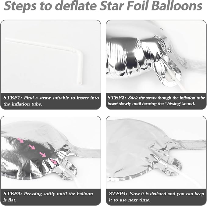 60 Pcs Star Balloons Explosion 12 Point Foil Cone Balloons Magic Balloon Large - Image 7