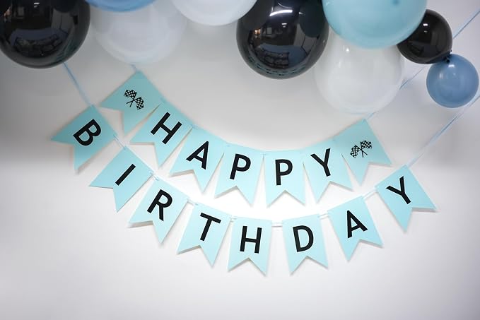 Race Car Birthday Banner, Pre-Strung Checkered Flag Decorations - Image 7
