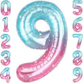40 Inch Pink Blue Number 9 Balloon, Large Gradient Foil 9 Balloon by Unknown