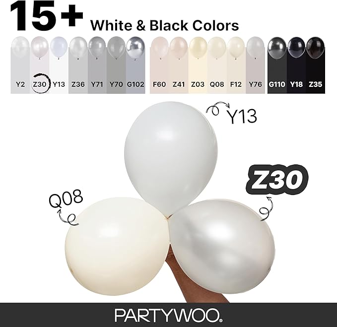 PartyWoo Pearl White Balloons 140pcs Metallic White Color 5 Inch | 18 12 10 5 - Image 4