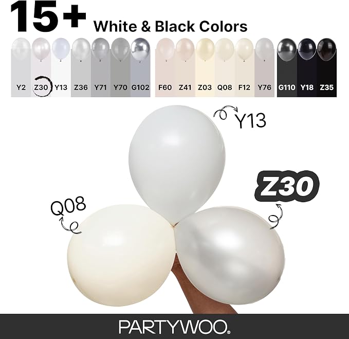 PartyWoo Pearl White Balloons 145pcs Different Sizes Pack of 18 12 10 5 Inch - Image 4