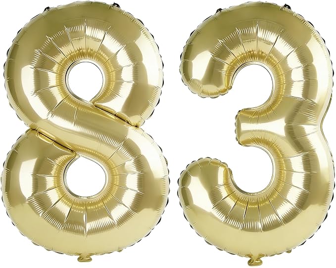40 Inch Number 83 Balloons for 83rd Birthday Party Decorations, 0-100 Champagne by FOBELEC