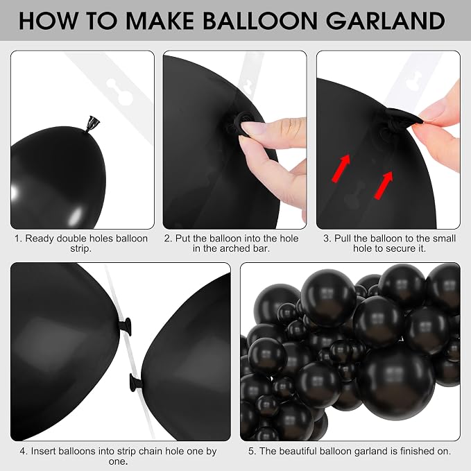 Amandir 153 Pcs Black Balloons Arch Garland Kit Different Sizes | 18 12 10 5 - Image 4