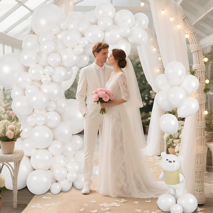 164Pcs Pearl White Balloons Garland Arch Kit Different Sizes | 18 12 10 5 inch - Image 5