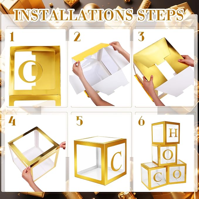 4 Pcs Hoco Boxes with Letters 11.8 x 11.8 x 11.8 Inch Clear Homecoming Balloon - Image 3
