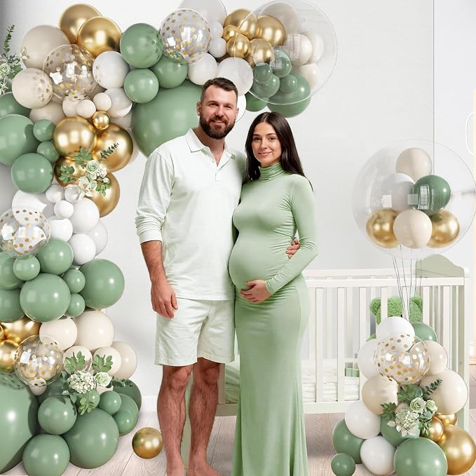 152Pcs Sage Green White Gold Balloons Arch Garland Kit | Different Sizes 18 12 - Image 5