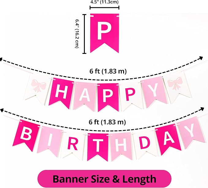 Pink Bow Birthday Banner, Pre-Strung Coquette Party Decorations - Image 5