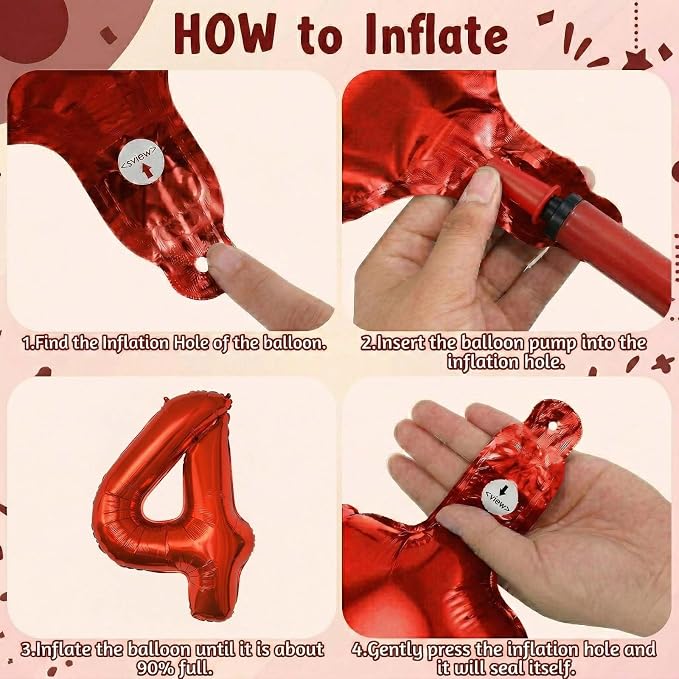 Red Number 14 Balloon 40 Inch, Foil Numeral - Image 5