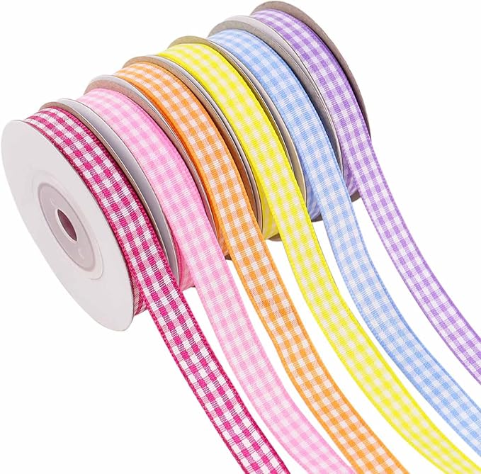 6 Roll Gingham Ribbon for Gift Wrapping 2/5 Inch x 10 Yards Plaid Gingham by Unknown