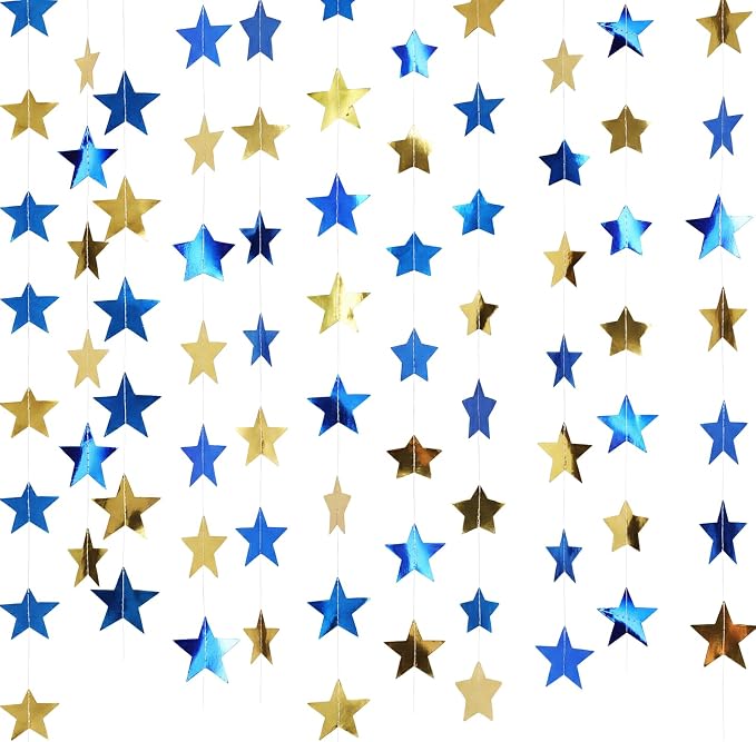 Spakon 65 Feet Glitter Star Shaped Paper Garland Banner Hanging Decoration Star by Aranorun