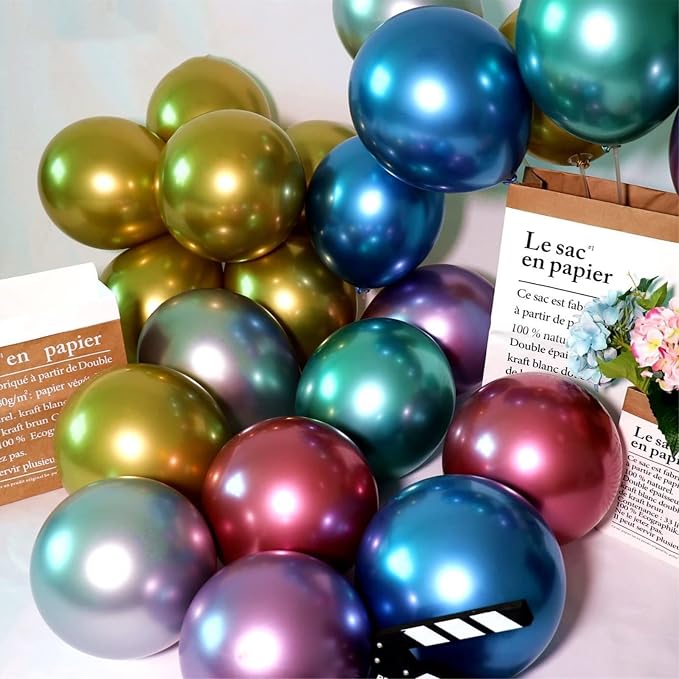 5 inch Metallic Blue Balloons - Image 5